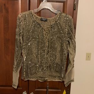 Zara Beaded Sheer Top
